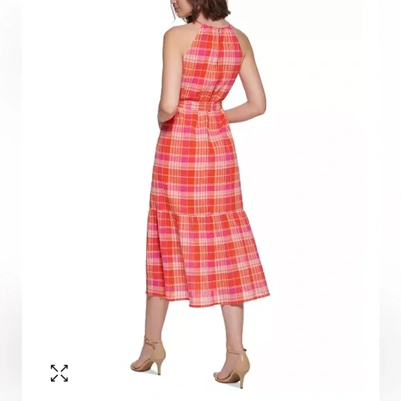 NWT Tommy Hilfiget Bayfront Plaid Belted Midi Dress Sz 12 - Picture 2 of 15